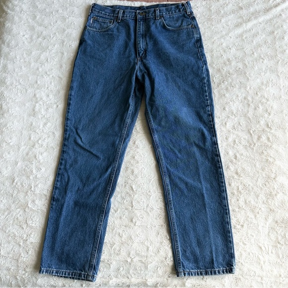 Vintage Carhartt Jeans Mens 33x31 (Tag 36x32) Blue B18 Straight Leg Skater Vtg - Picture 2 of 11